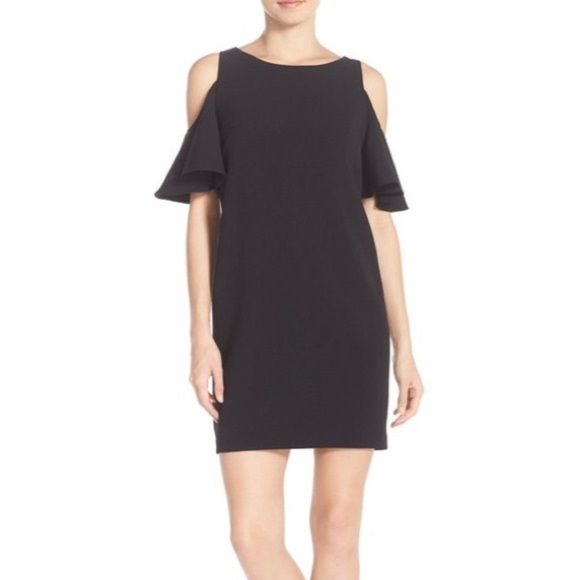 Cynthia Rowley Cold Shoulder Ruffle Blue Shift Dress Size 10 Evening - Picture 7 of 7